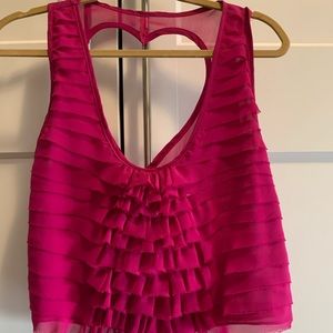 Fuchsia silk cropped top